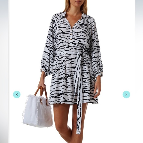 NWT Melissa Odabash Amy Tiger Print Dress Long Sleeve Cover Up Shirt Sz XS - Picture 2 of 14